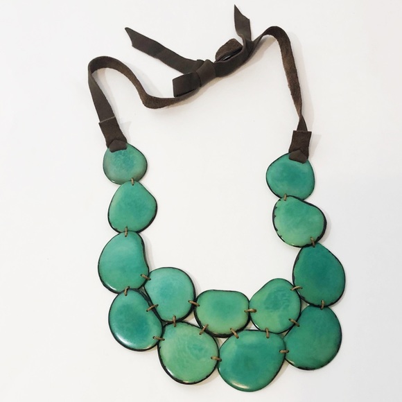 Jewelry - Necklace adjustable funky teal and brown
